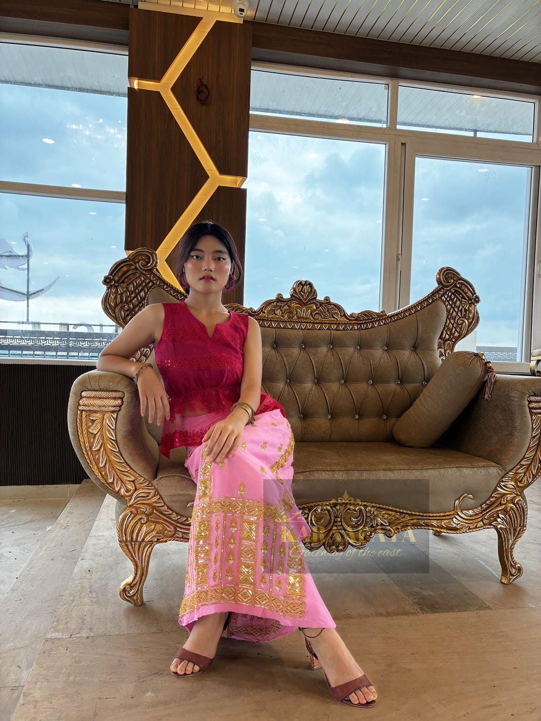 Laced magenta pink top